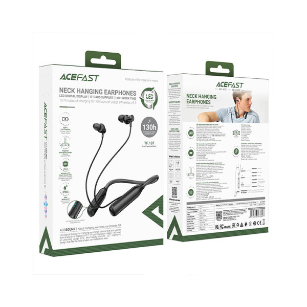 ACEFAST EARPHONES/HEADPHONES/EARBUDS AF N4 NECK WL EARPHONE-BK