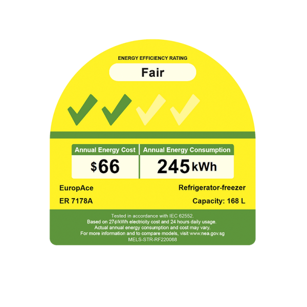 EUROPACE 2 DOOR FRIDGE ER7178A-LIGHT GREEN