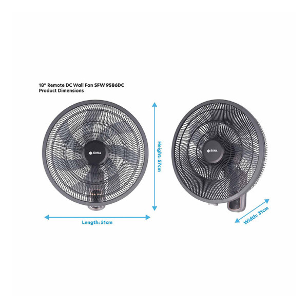 SONA DC WALL FAN - TIMER & R/C SFW9586DC