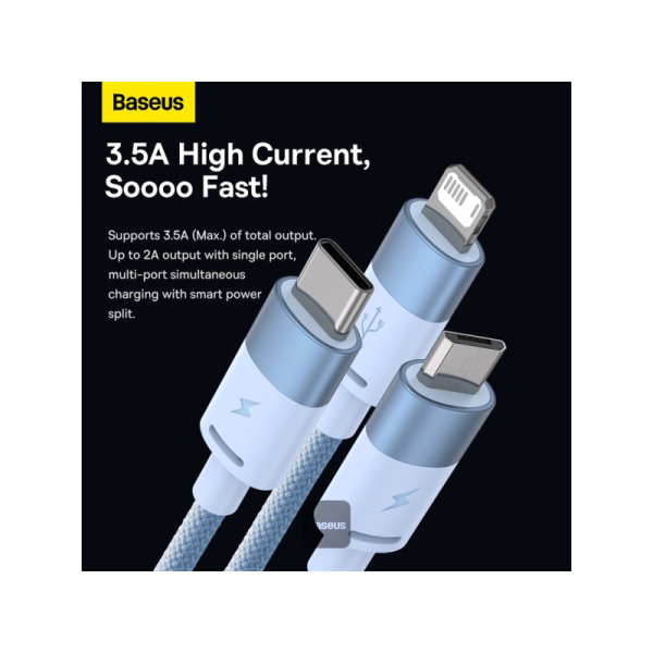 BASEUS CABLES STARSPEED 1IN3 1.2M CABLE BLK