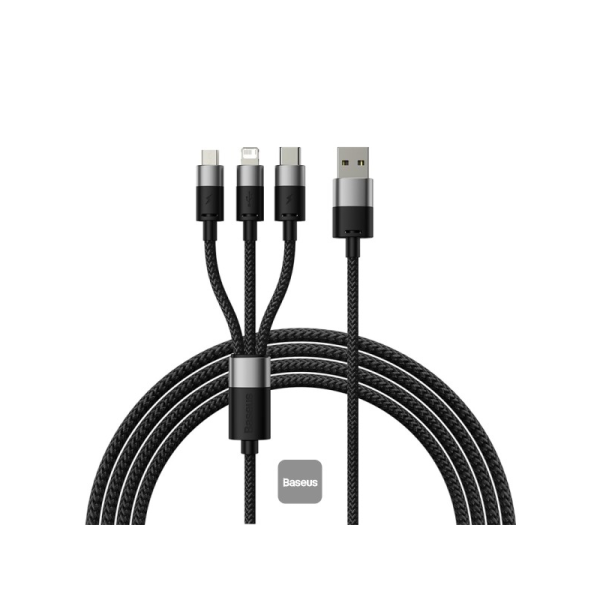 BASEUS CABLES STARSPEED 1IN3 1.2M CABLE BLK