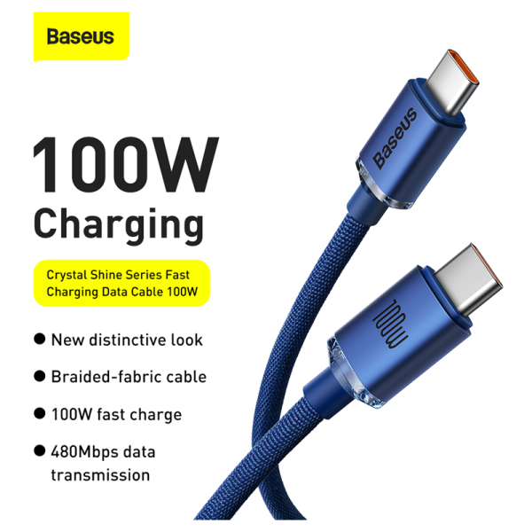 BASEUS CABLES CRYSTAL SHINE 2M CABLE BLUE