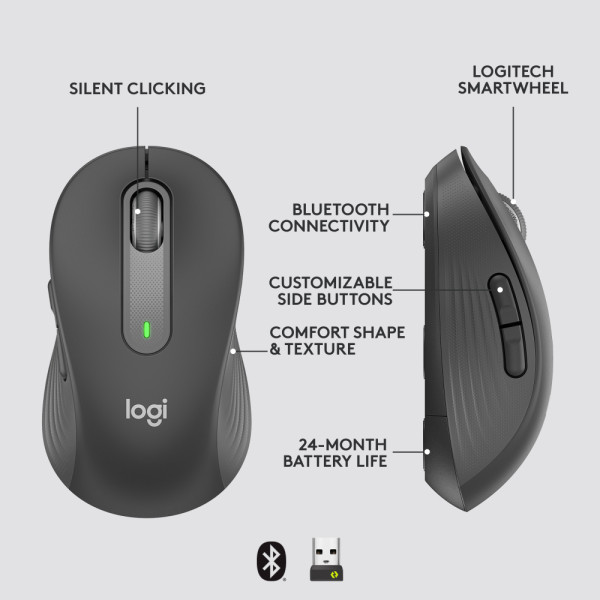 LOGITECH MOUSE 910-006247 (M650- L GRAPHITE)