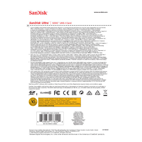 SANDISK MEMORY SD CARD SDSDUNR-256G-GN6IN