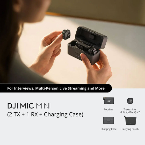 DJI DSC/DVC/CAM ACCESSORIES MIC MINI (2TX+1RX+CHARGE CASE)