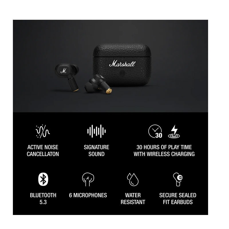 MARSHALL EARPHONES/HEADPHONES/EARBUDS MOTIF II ANC • BLACK