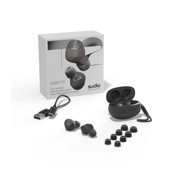 SUDIO EARPHONES/HEADPHONES/EARBUDS SUDIO T2 ANC TWS BLACK